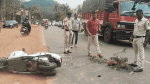 बोरी,फोंडा येथे भीषण अपघात : कंटेनरची स्कूटरला धडक; महिला ठार, एक जखमी