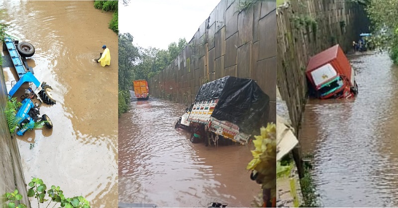 तीनईघाट-अनमोड मार्गावरील हत्ती ब्रिजनजिकचा रस्ता वाहतुकीसाठी बंद