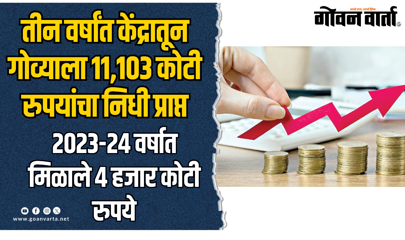 गोवा। तीन वर्षांत केंद्रातून गोव्याला ११,१०३ कोटी रुपयांचा निधी प्राप्त
