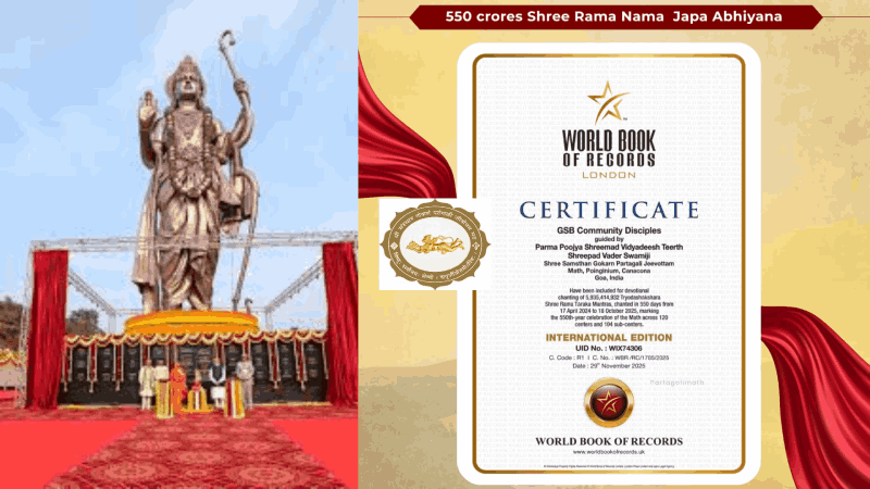 पर्तगाळी मठानुयायांचा विक्रम : श्रीराम नामाची नोंद ‘वर्ल्ड बुक ऑफ रेकॉर्डस्’मध्ये