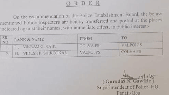 दोघा पोलीस निरीक्षकांची बदली