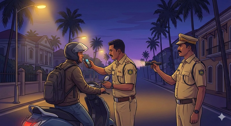 गोवा : अपघातांना आळा घालण्यासाठी नाकाबंदीसह अल्कोमीटरने तपासणी