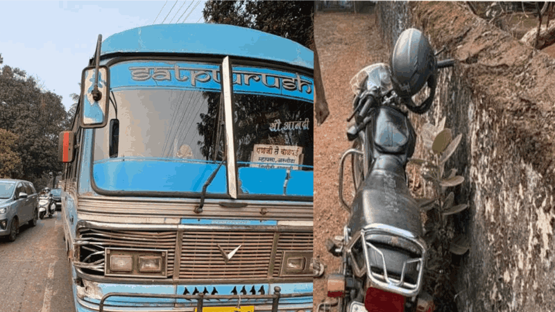 अस्नोडा येथे बसच्या धडकेत दुचाकीस्वार ठार तर महिला गंभीर जखमी