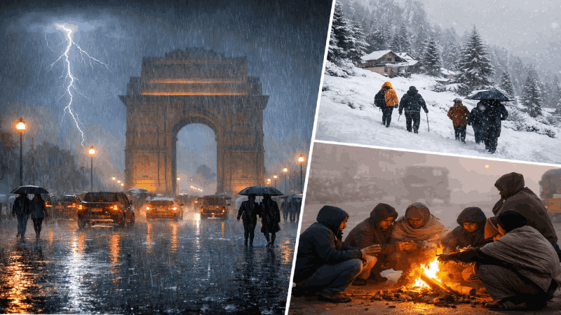 देशात ९ राज्यांमध्ये मुसळधार पावसाचा इशारा; उत्तर भारतात थंडीची लाट