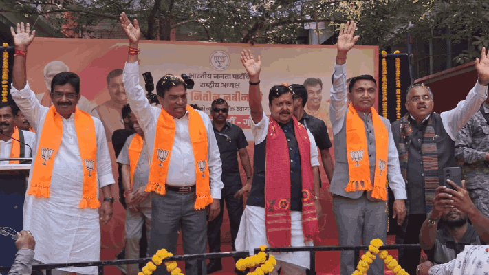 भाजपचे राष्ट्रीय अध्यक्ष नितीन नबीन यांचे गोव्यात जंगी स्वागत