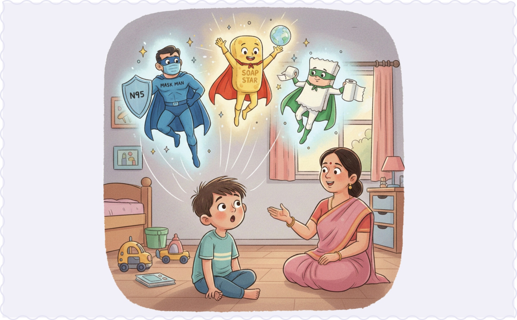 व्हायरसची गोष्ट आणि सुपरहिरो मास्क!