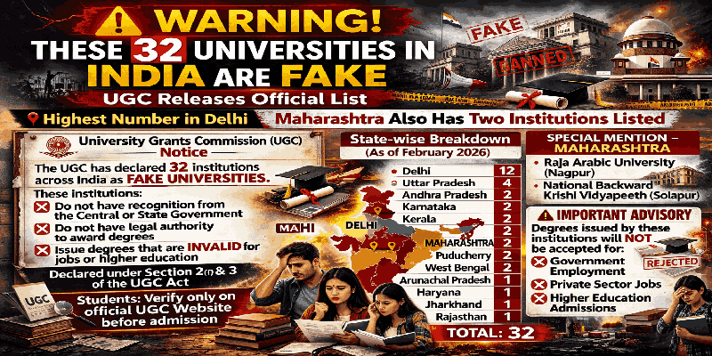 सावधान! देशातील 'ही' ३२ विद्यापीठे बनावट; युजीसीने जाहीर केली यादी