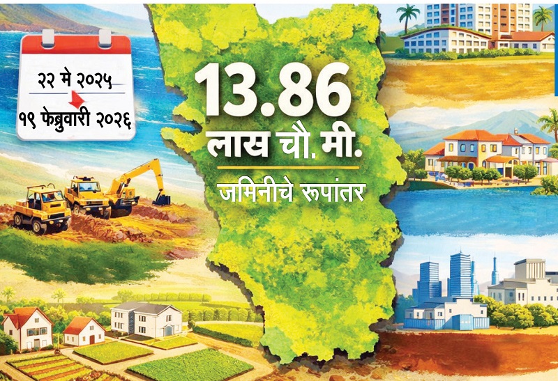 नऊ महिन्यांत १३.८६ लाख चौ. मी. जमिनीचे रूपांतर
