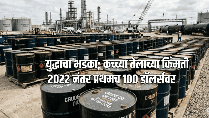 युद्धाचा भडका; कच्च्या तेलाच्या किंमती २०२२ नंतर प्रथमच १०० डॉलर्सवर