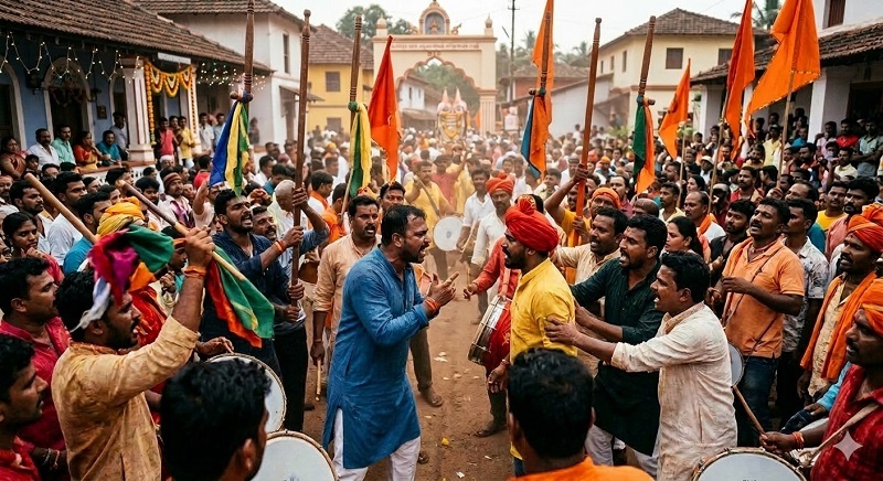 वाळपई शासकीय शिगमोत्सवात दोन ‘रोमटामेळ’ पथकांत वाद