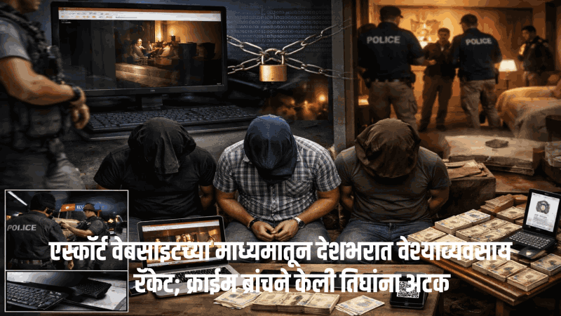 एस्कॉर्ट वेबसाइटच्या माध्यमातून देशभरात वेश्याव्यवसाय रॅकेट; त‌िघांना अटक