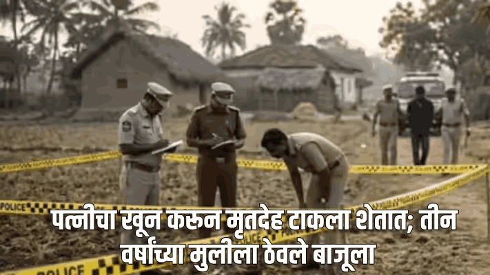 पत्नीचा खून करून मृतदेह टाकला शेतात; तीन वर्षांच्या मुलीला ठेवले बाजूला