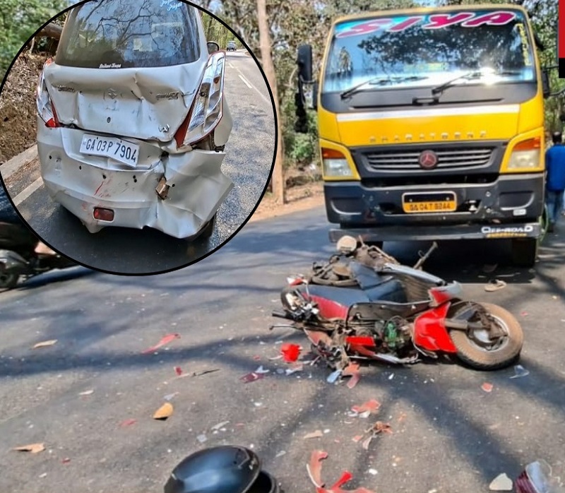 सापाला वाचविण्यासाठी कारचालकाने ब्रेक दाबल्याने तीन वाहनांचा अपघात