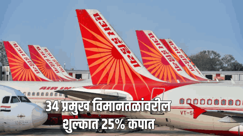 देशांतर्गत विमान सेवेला दिलासा; ३४ प्रमुख विमानतळांवरील शुल्कात २५% कपात