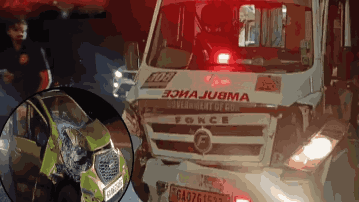 नवजात बालकांना घेऊन जाणाऱ्या रुग्णवाहिकेची वेर्णा येथे कारला धडक