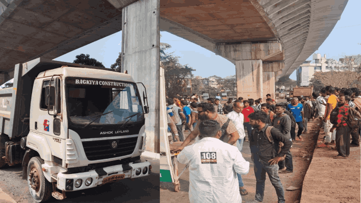 पर्वरीत भीषण अपघात : भरधाव ट्रकची धडक, दोघे पादचारी गंभीर जखमी