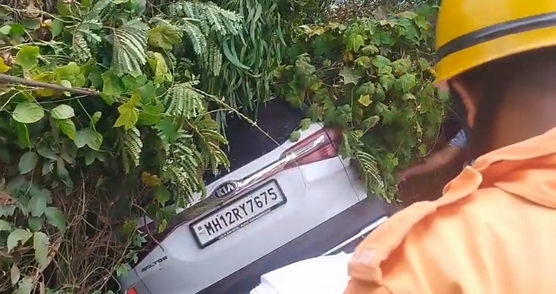 पोरस्कडे येथे कार अपघातात पुणे येथील दाम्पत्य जखमी