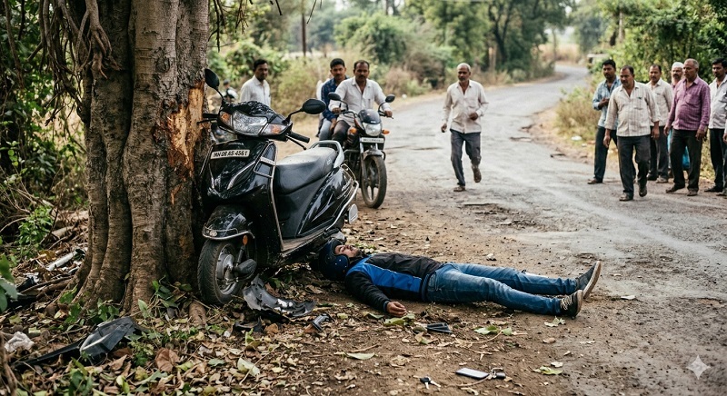 मोटारसायकलची झाडाला धडक बसून दुचाकीस्वार युवक ठार