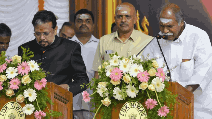 पुद्दुचेरीत एन. रंगासामी पुन्हा मुख्यमंत्री; विक्रमी पाचव्यांदा घेतली शपथ