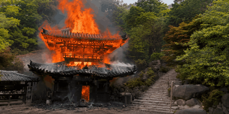 जपानमधील ऐतिहासिक बौद्ध मंदिर आगीत भस्मसात