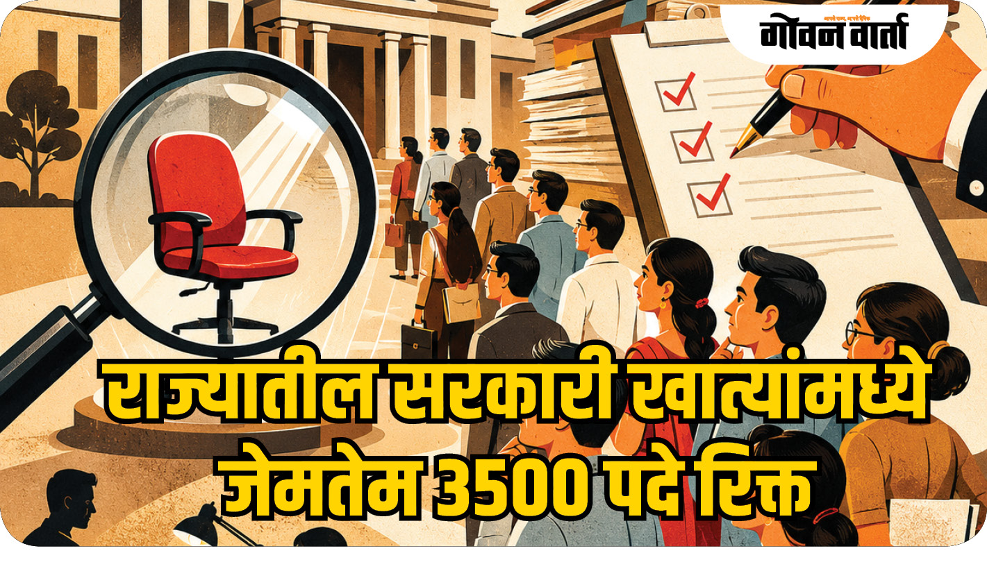 राज्यातील सरकारी खात्यांमध्ये जेमतेम ३५०० पदे रिक्त