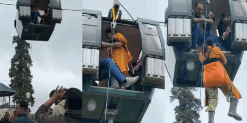 गुलमर्गमध्ये 'गोंडोला'शेकडो फूट उंचावर हवेतच अडकली