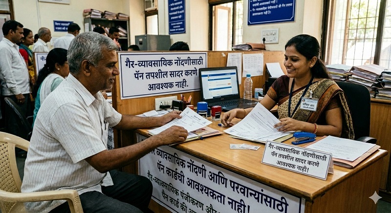बिगर व्यावसायिक नोंदणी, परवान्यांसाठी पॅन तपशील सादर करणे आवश्यक नाही