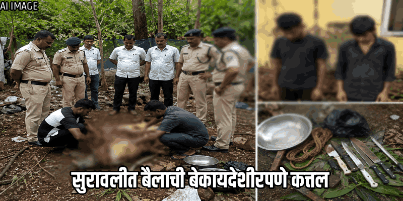 सुरावलीत बैलाची बेकायदेशीरपणे कत्तल